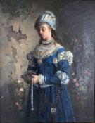 René GRÖNLAND (1849 - 1895). Lady in contemplation.43 cm x 35 painting. Oil on canvas. The canvas