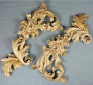 2 carvings. Wood. Over painted in gold. 80 cm x 36 cm.Condition see photos. Baroque?2 Schnitzereien.