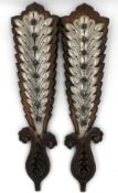 Wall decoration. Silver on wood.Each 71 cm long overall. Silver tested. Proably Mexico around 1968.