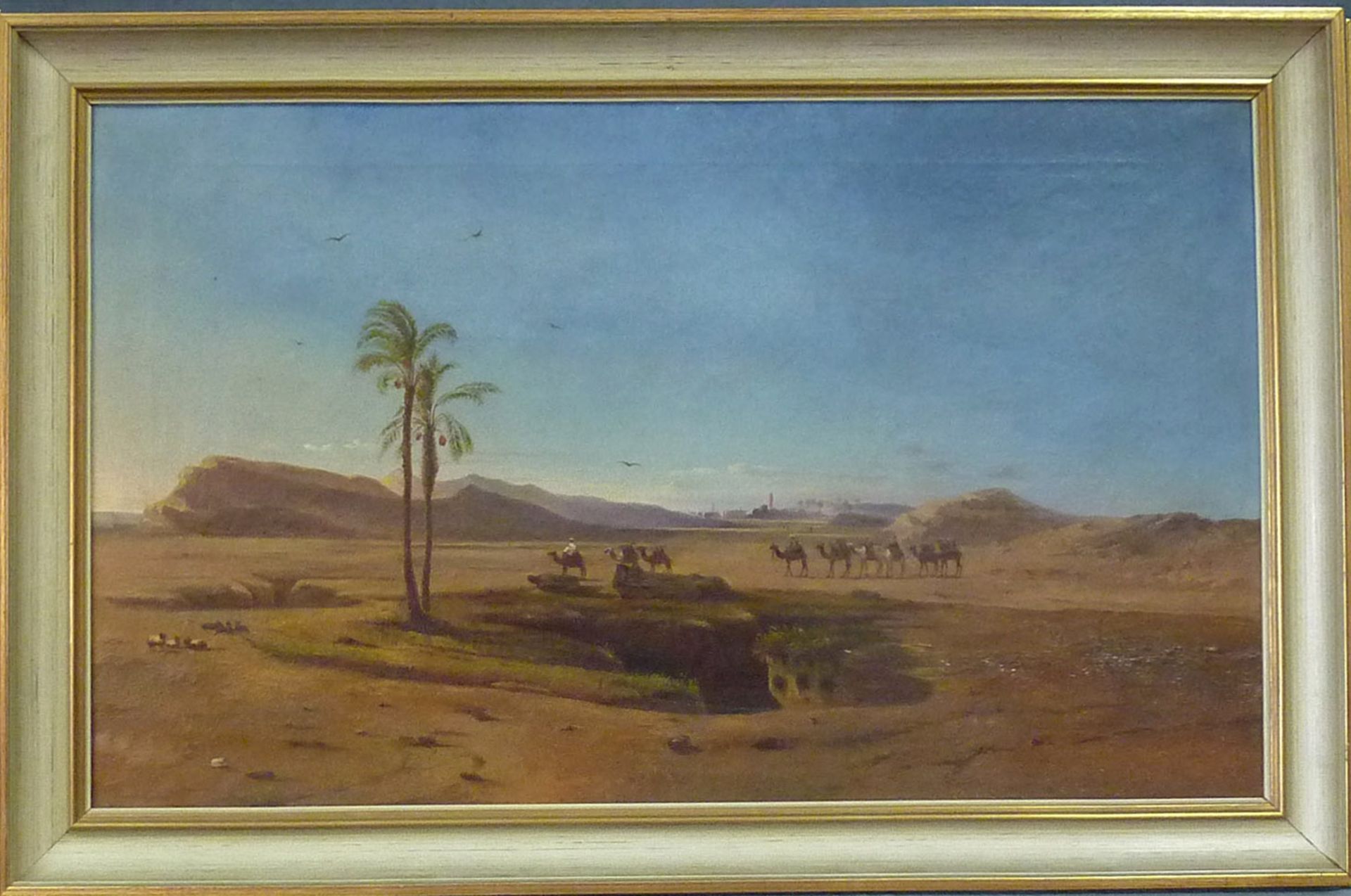 ORIENTALIST (XIX / XX). Caravan in the desert.45 cm x 74 cm. Painting. Oil on canvas. No signature - Bild 2 aus 3