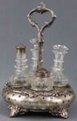 Cruet for vinegar, oil, salt and pepper. Silver, 12 Lot.31 cm high. Condition see photos. Total