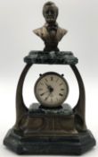 Richard Wagner clock. With musical mechanism as alarm. Art Nouveau.26 cm x 16 cm x 9.5 cm. Also