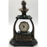 Richard Wagner clock. With musical mechanism as alarm. Art Nouveau.26 cm x 16 cm x 9.5 cm. Also