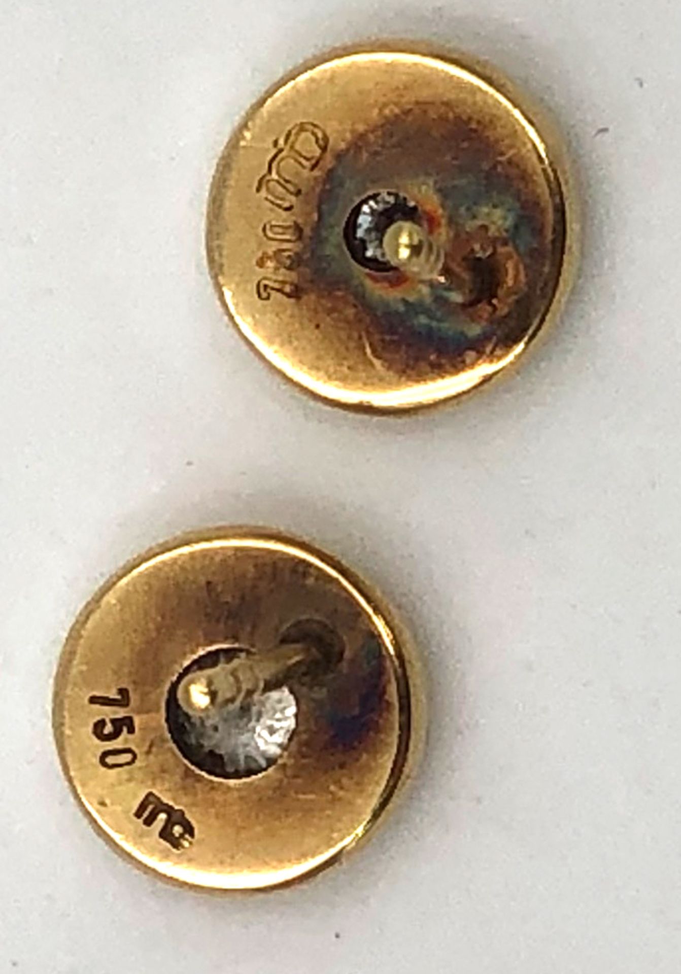 Pair of stud earrings. 750 gold. Brilliant together approx. 0.4 carat.4.7 grams in total. The safety - Image 4 of 6