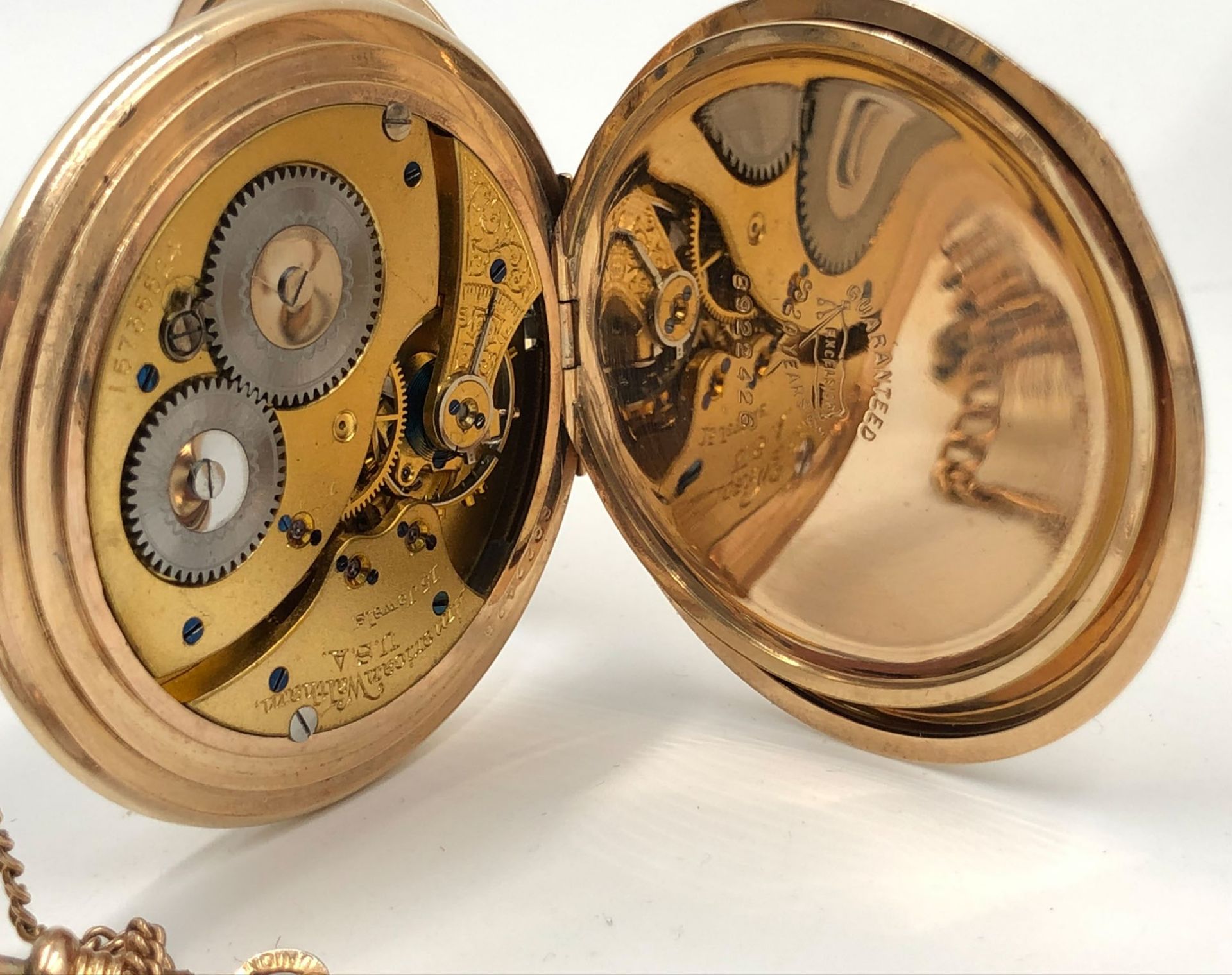 Waltham pocket watch gold-plated 51 mm in diameter.Plus a men's wristwatch. Historical jewelry. Some - Image 2 of 15