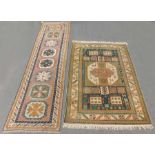 2 Kars - Kazak carpets. Knotted by hand. Wool on wool. Turkey.The runner 338 cm x 93 cm.The rug with