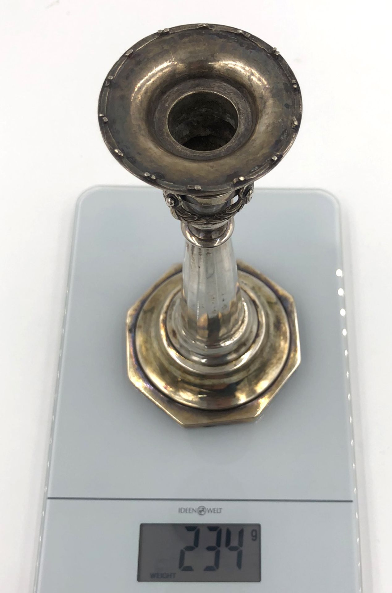 Empire candlestick. Silver.19.5 cm tall. 234 grams. Condition see photos.Kerzenleuchter Empire. - Image 5 of 13