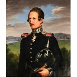 UNSIGNED (XIX). Prussian officer with pimple hood.31 cm x 27 cm. Painting. Oil on canvas. No