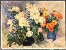 Valeria TELKESSY (1870 - 1950). Flowers.61 cm x 81 cm. Painting. Oil on canvas. Signed lower