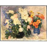 Valeria TELKESSY (1870 - 1950). Flowers.61 cm x 81 cm. Painting. Oil on canvas. Signed lower