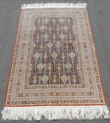 Qum silk rug. Iran. Extremely fine weave.184 cm x 126 cm. Knotted by hand. Silk on silk. Certificate