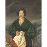 UNSIGNED (XIX). Biedermeier lady.29 cm x 23 cm. Painting, oil on canvas. No signature found.