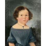 UNSIGNED (XIX). Half portrait of a girl. Biedermeier.38 cm x 30 cm. Painting. Oil on canvas. No