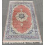 Kayserie signed silk rug / carpet. Turkey. Fine weave.352 cm x 224 cm. Knotted by hand. Silk on