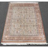 Hereke silk rug. Turkey. Signed. Extremely fine weave.180 cm x 128 cm. Knotted by hand. Silk on