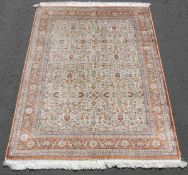 Hereke silk rug. Turkey. Signed. Extremely fine weave.180 cm x 128 cm. Knotted by hand. Silk on