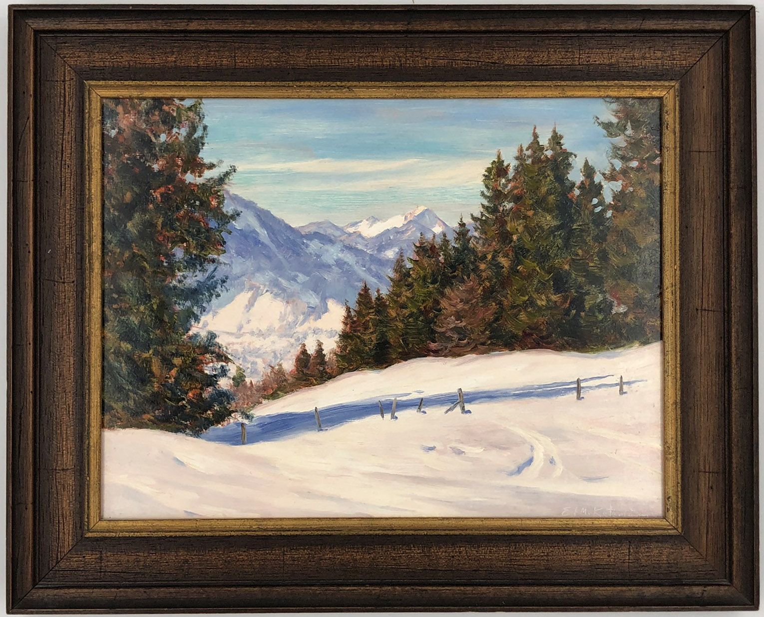 Erwin KETTEMANN (1897 - 1971). "Wintertag am Tegernsee".30 cm x 40 cm. Painting. Oil on plate. - Bild 5 aus 5