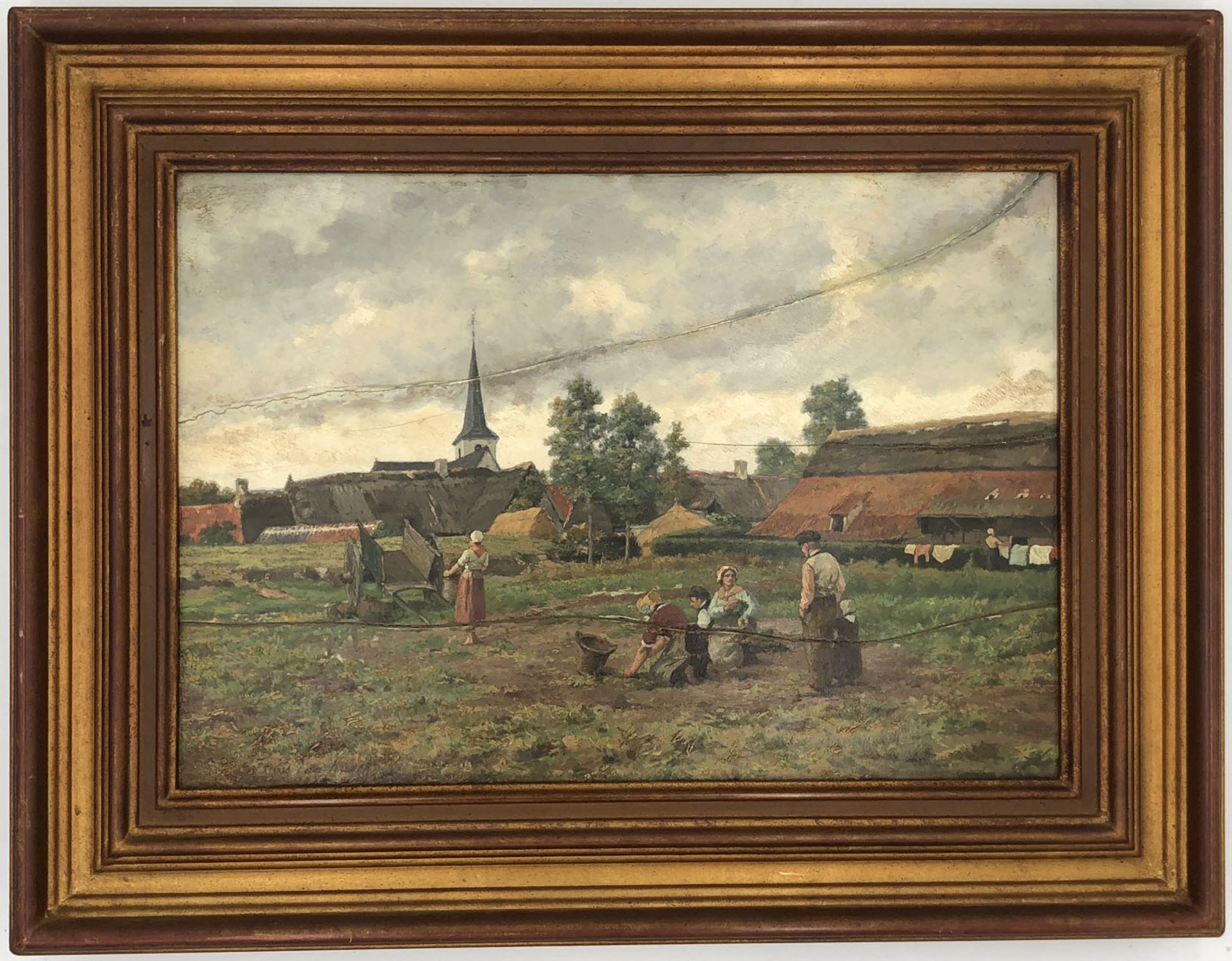 Frans Pieter VAN KUYCK (1852 - 1915). Farmers working in the fields.42 cm x 29 cm. Painting, oil - Bild 2 aus 6