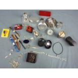 Mixed lot of small silver, wristwatches, opera glass.Also Girard Perregaux, also Maurice Lacroix.