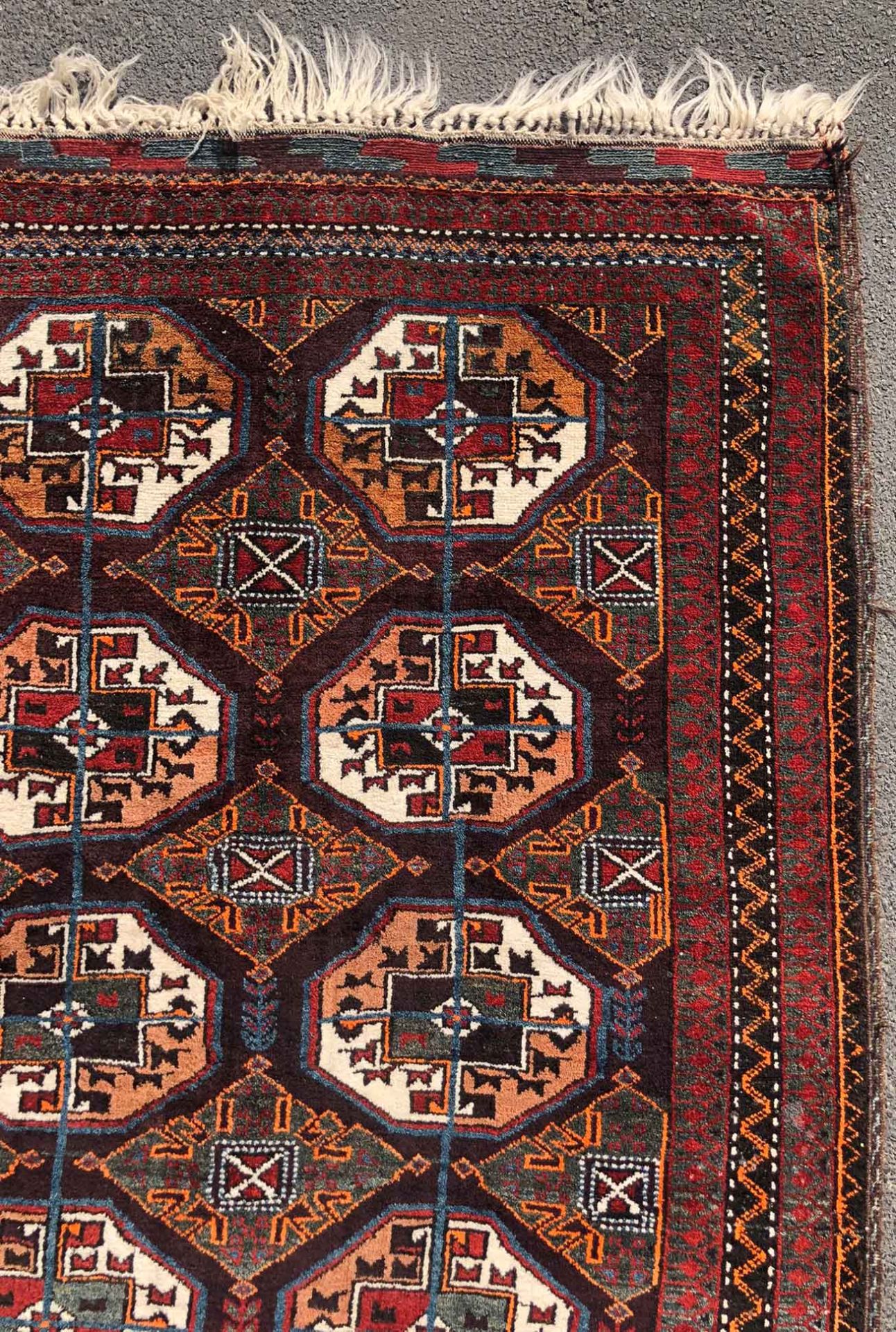 Baluch main carpet. Turkmen from Chorassan. Old, around 1930.280 cm x 155 cm including the flat - Bild 2 aus 12