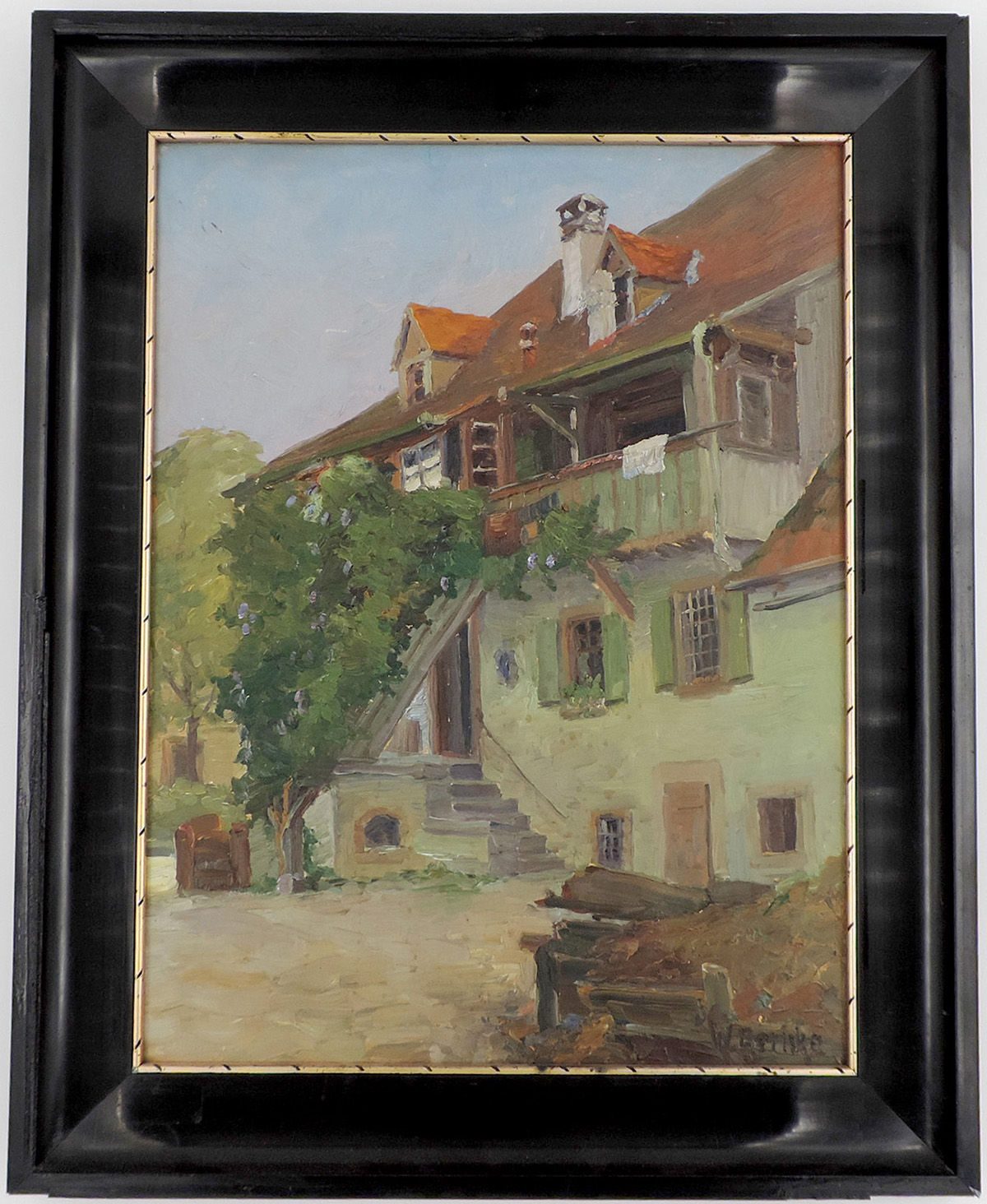 Willi GERICKE (1895 - 1970). Farmhouse with dung heap.44 cm x 34 cm. Painting. Oil on panel. - Bild 2 aus 4