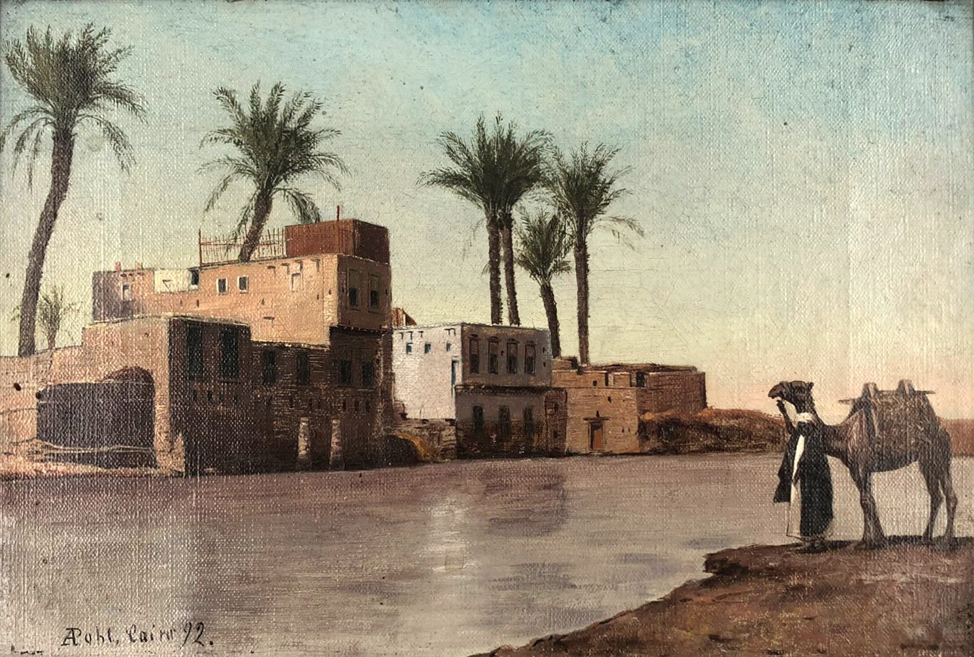 A. POHL (act.1892 - 1907). "Cairo 92". On the Nile. Egypt.19 cm x 27 cm. Painting. Oil on canvas.