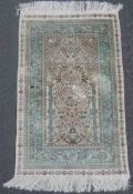 Hereke carpet. China. Extremely fine weave.122 cm x 76 cm. Knotted by hand. Silk on silk.