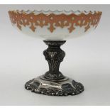 Bowl glass, foot silver 13 Lot. Mid-19th century.15 cm tall.Glasschale, Fuß Silber 13 Lot. Mitte 19.