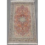 Ghum Persian rug. Iran. Fine weave with silk.230 cm x 140 cm. Knotted by hand. Wool and silk on