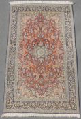 Ghum Persian rug. Iran. Fine weave with silk.230 cm x 140 cm. Knotted by hand. Wool and silk on