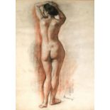 Victor BELANYI (1877-1955). Woman.62 cm x 47 cm. Rubella and charcoal on paper. Signed. Verso