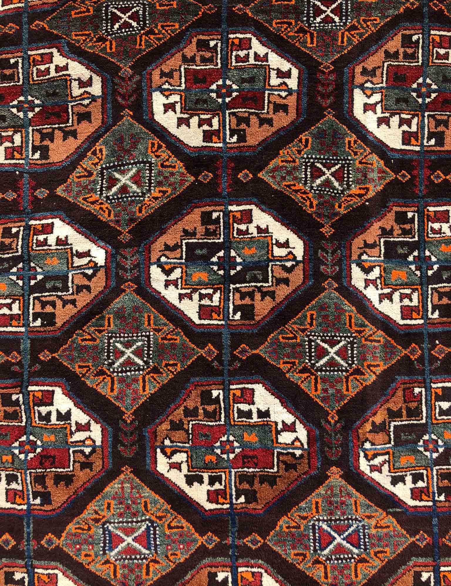 Baluch main carpet. Turkmen from Chorassan. Old, around 1930.280 cm x 155 cm including the flat - Image 9 of 12