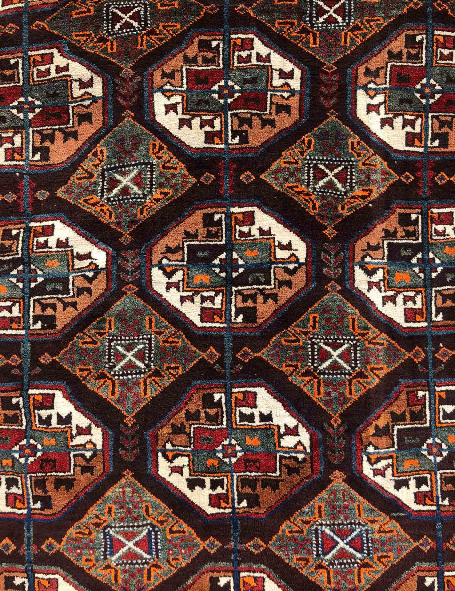 Baluch main carpet. Turkmen from Chorassan. Old, around 1930.280 cm x 155 cm including the flat - Bild 9 aus 12