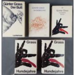 Günter GRASS (1927 - 2015). Five signed works.Two copies ''Hundejahre''. ''Der Butt'', with