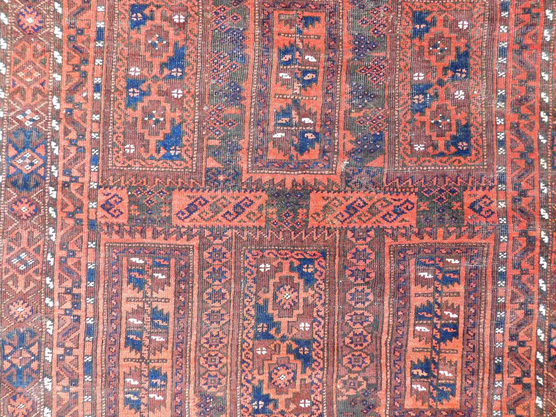 Baluch main carpet. Khorassan. Antique, around 1890202 cm x 122 cm. Knotted by hand. Wool on wool. - Image 4 of 6