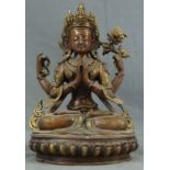 Avalokiteshvara - Bodhisattva of Compassion.25 cm high. Probably Tibet, bronze.Avalokiteshvara -