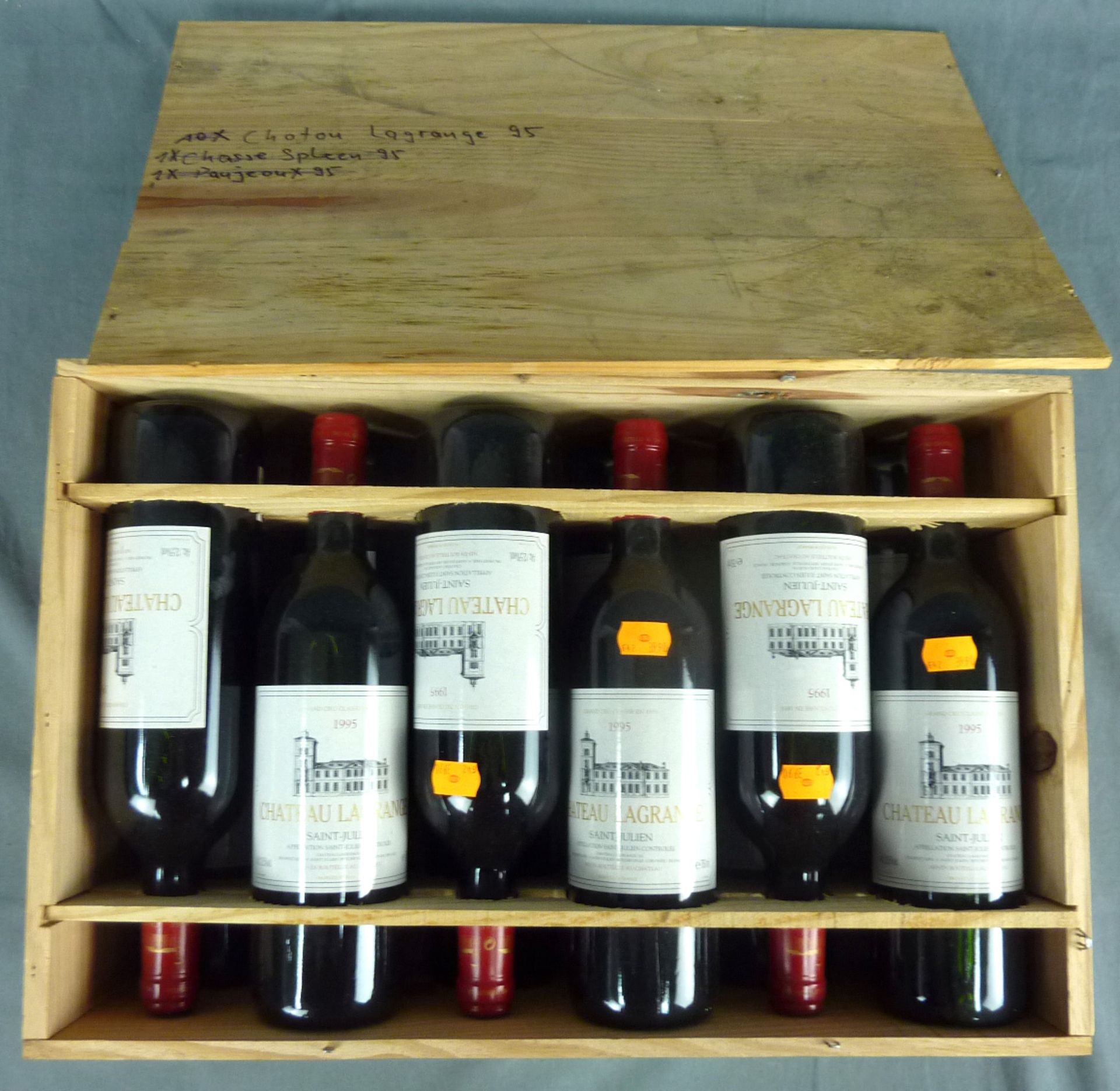 1995 Chateau Lagrange, Saint-Julien, France12 whole bottles. 12.5% Vol. 75 cl. OWC. Mis en
