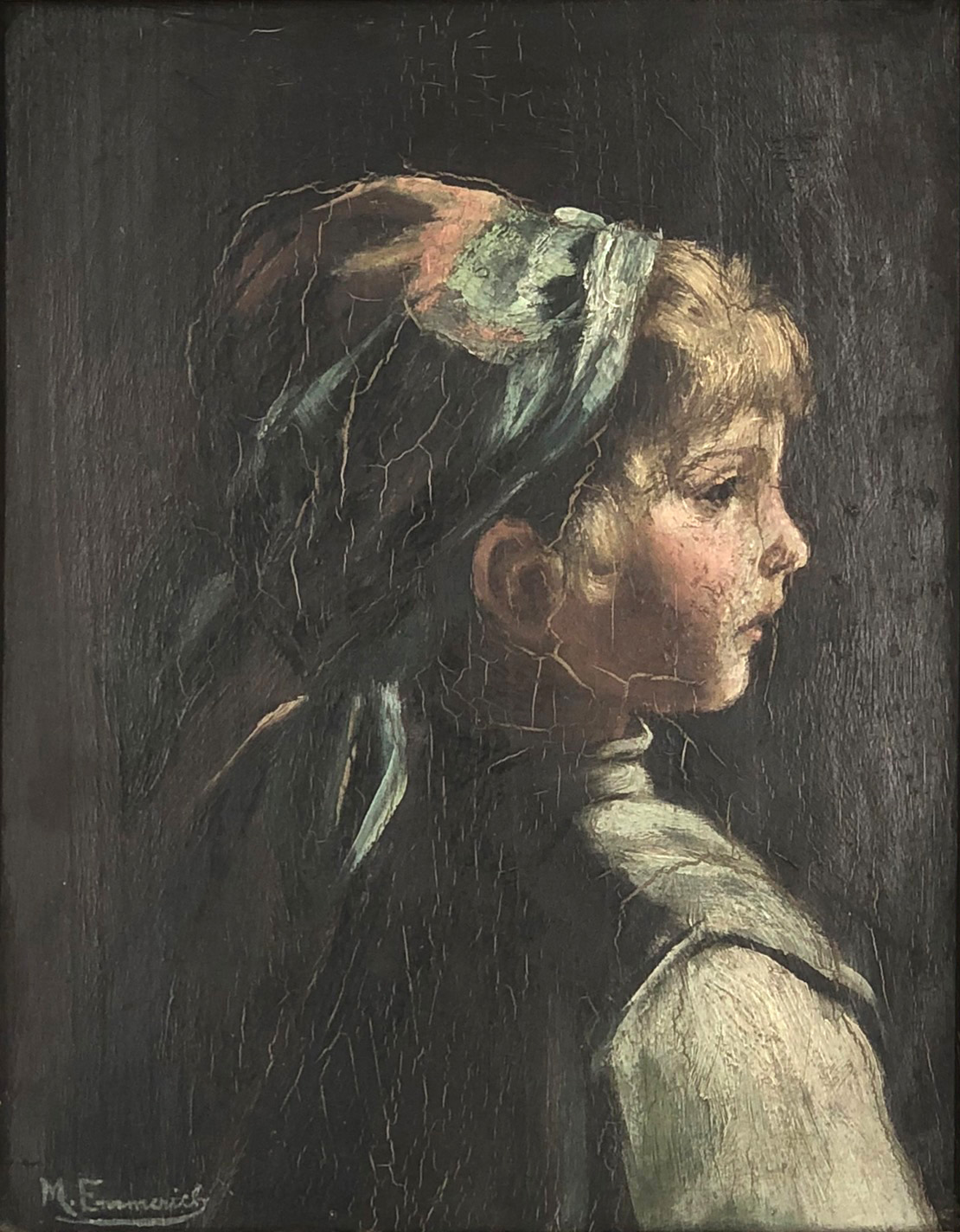 Emmerich MILLIM (1909 - 1971). A Girl. Salzburger Land.24 cm x 19 cm. Painting. Oil on wood.