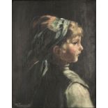 Emmerich MILLIM (1909 - 1971). A Girl. Salzburger Land.24 cm x 19 cm. Painting. Oil on wood.