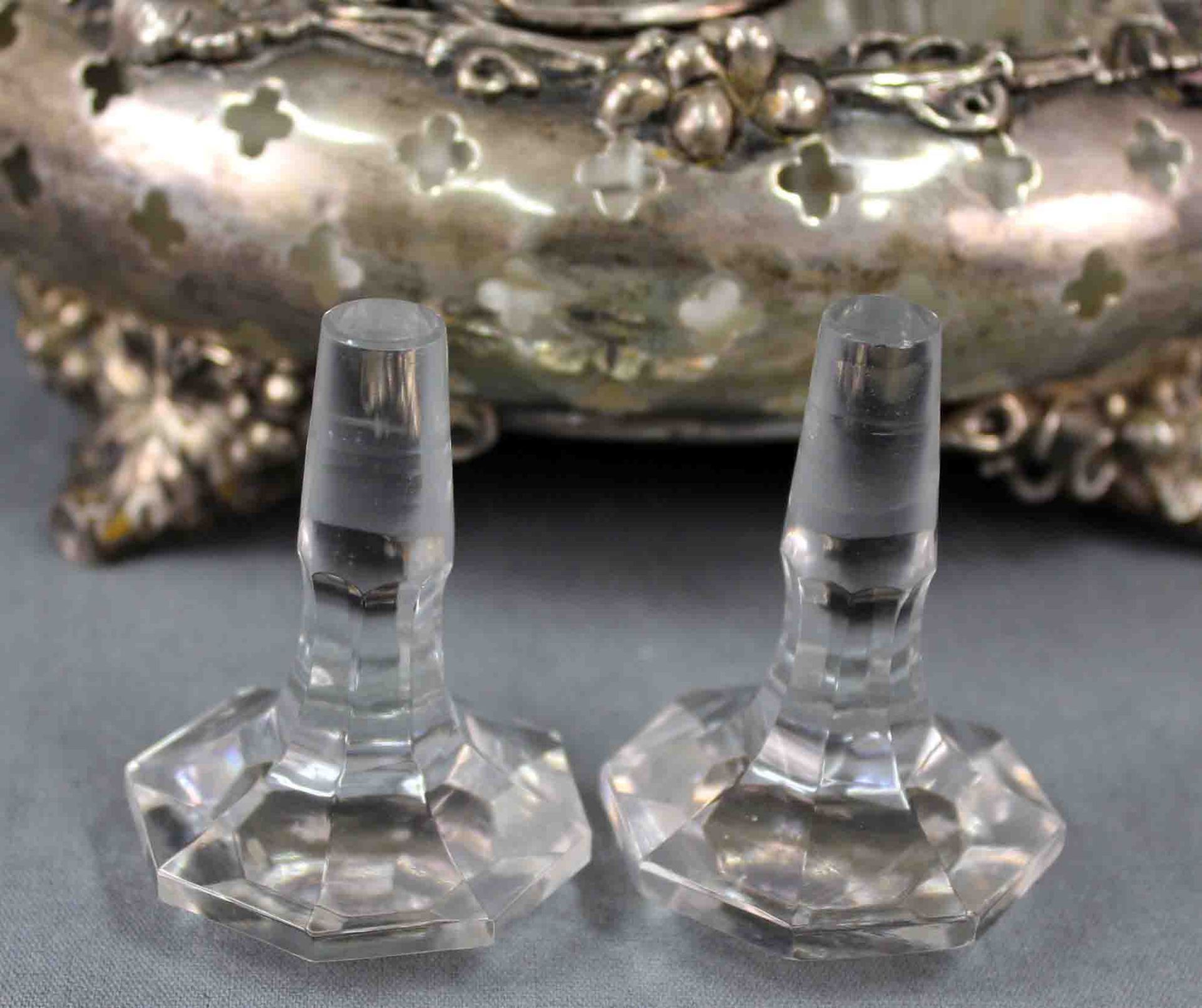 Cruet for vinegar, oil, salt and pepper. Silver, 12 Lot.31 cm high. Condition see photos. Total - Bild 6 aus 16