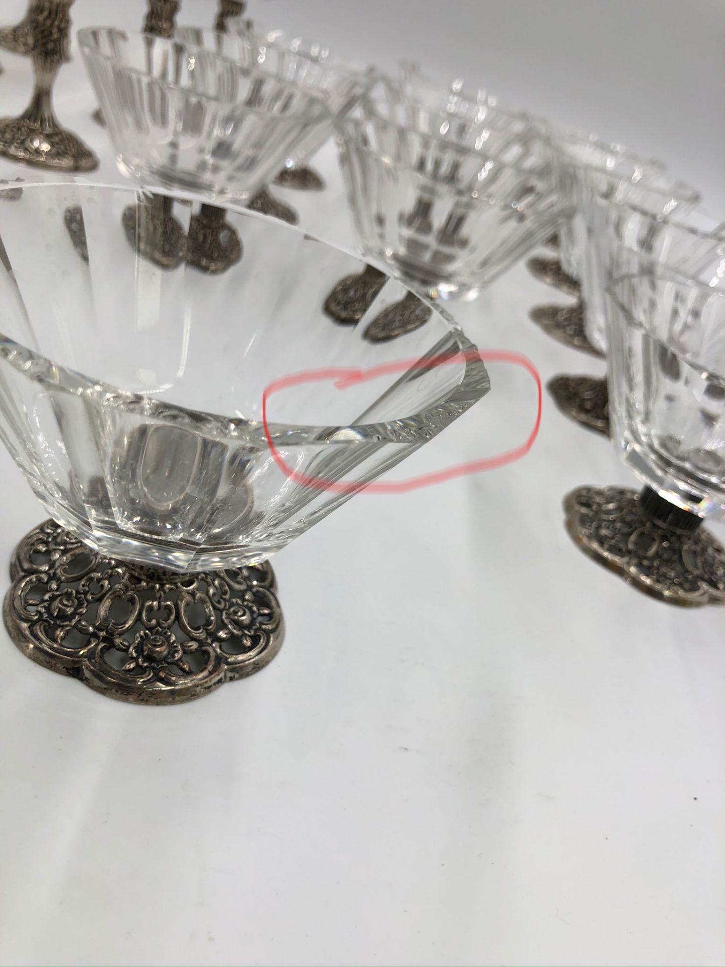 Silver with lead crystal glass cups. 23 ice cups and 8 champagne glasses.Up to 12 cm high. Proably - Image 13 of 14