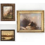 3 oil paintings.Renate KETTEMANN (1930-2007). "Flying ducks". 30 cm x 40 cm. Painting. Oil on panel.