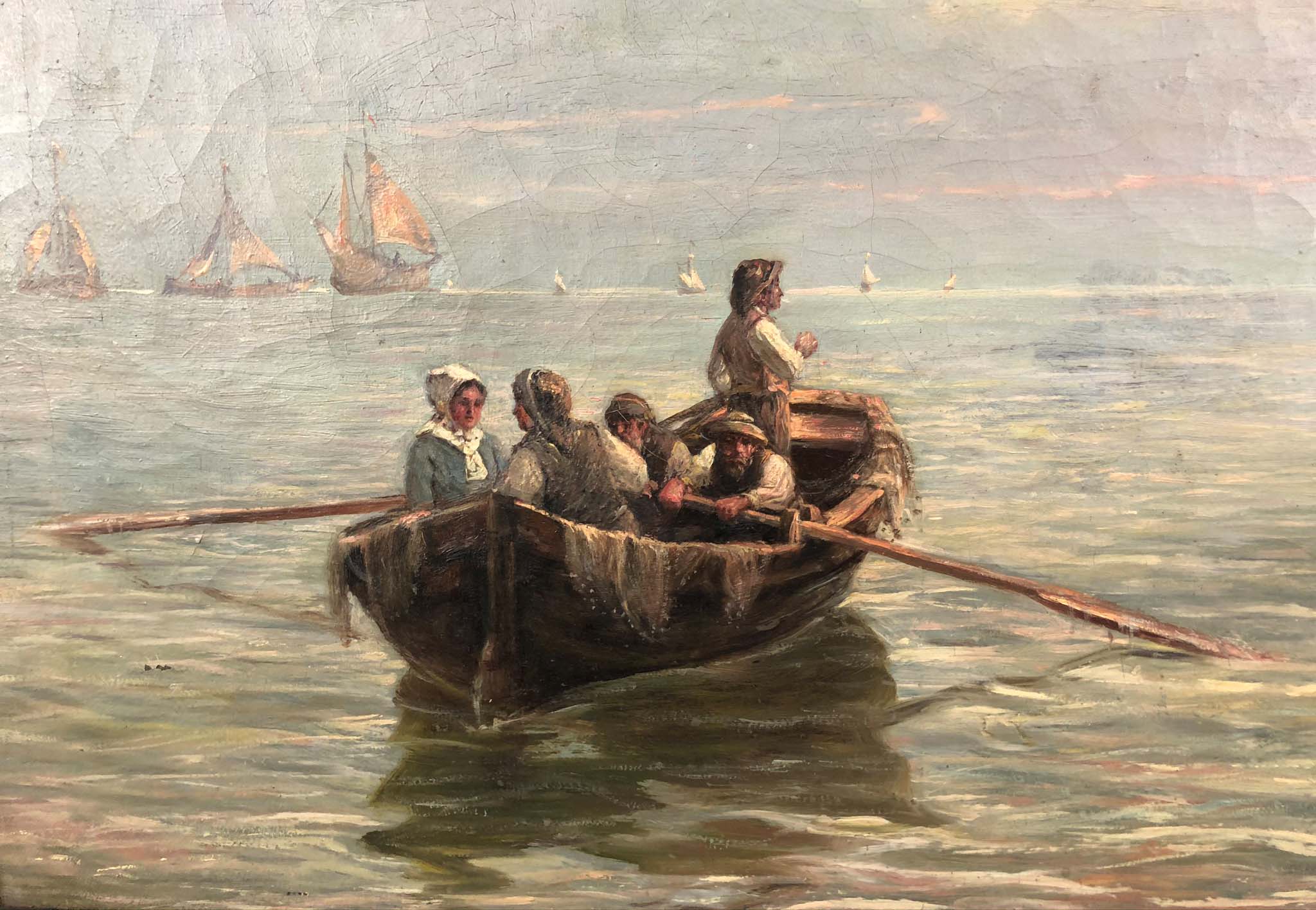 Julius DIELMANN (1862 - 1931). Fishers 1919.49 cm x 73 cm. Painting. Oil on canvas. Signed and dated - Image 4 of 6