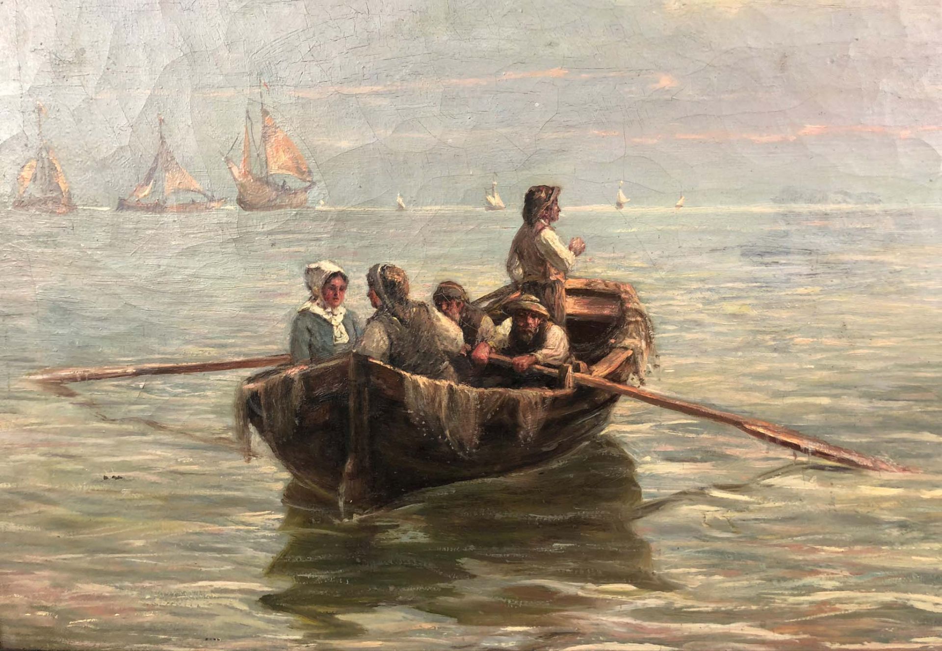 Julius DIELMANN (1862 - 1931). Fishers 1919.49 cm x 73 cm. Painting. Oil on canvas. Signed and dated - Bild 4 aus 6