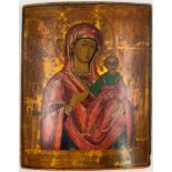 Icon (XVIII / XIX). Mother of God with Jesus.50 cm x 40 cm. Painting. Mixed media. Russia?IKONE (