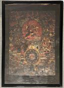 Mahakala Thangka. Old.82 cm x 58 cm in the cut out. Tibet, Ladakh, Sikkim, Bhutan or Nepal.