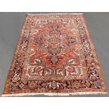 Heriz Persian rug. Iran. Old, mid 20th century.318 cm x 230 cm. Knotted by hand. Wool on cotton.