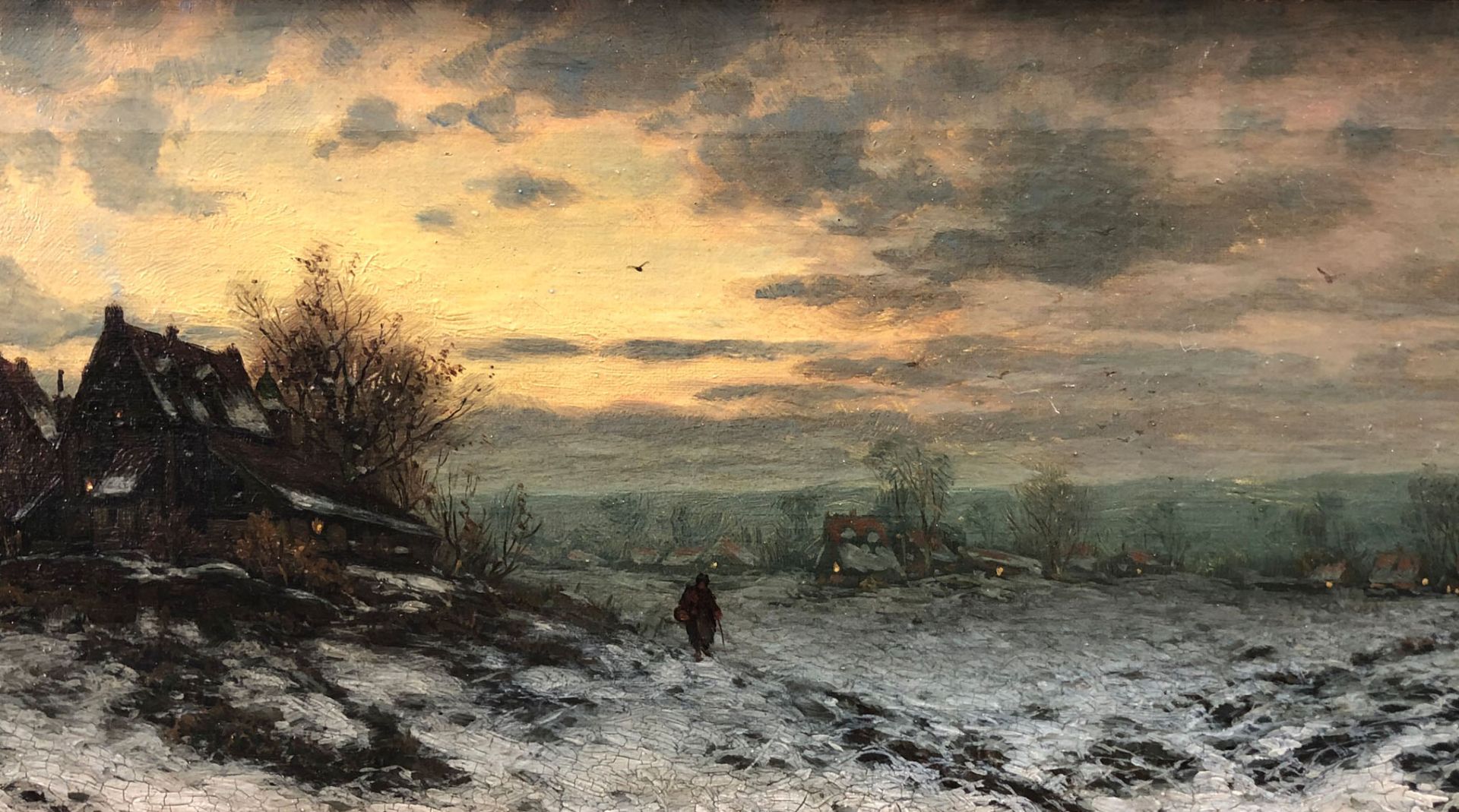 Joseph F. HEYDENDAHL (1844 - 1906). Heimkehr im Winter.21,5 cm x 80 cm. Gemälde. Öl auf Leinwand. - Image 6 of 11
