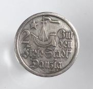 Danzig. 2 Gulden 1923 (J. D8).9,8 Gramm.Danzig. 2 Gulden 1923 (J. D8).9,8 Gramm.