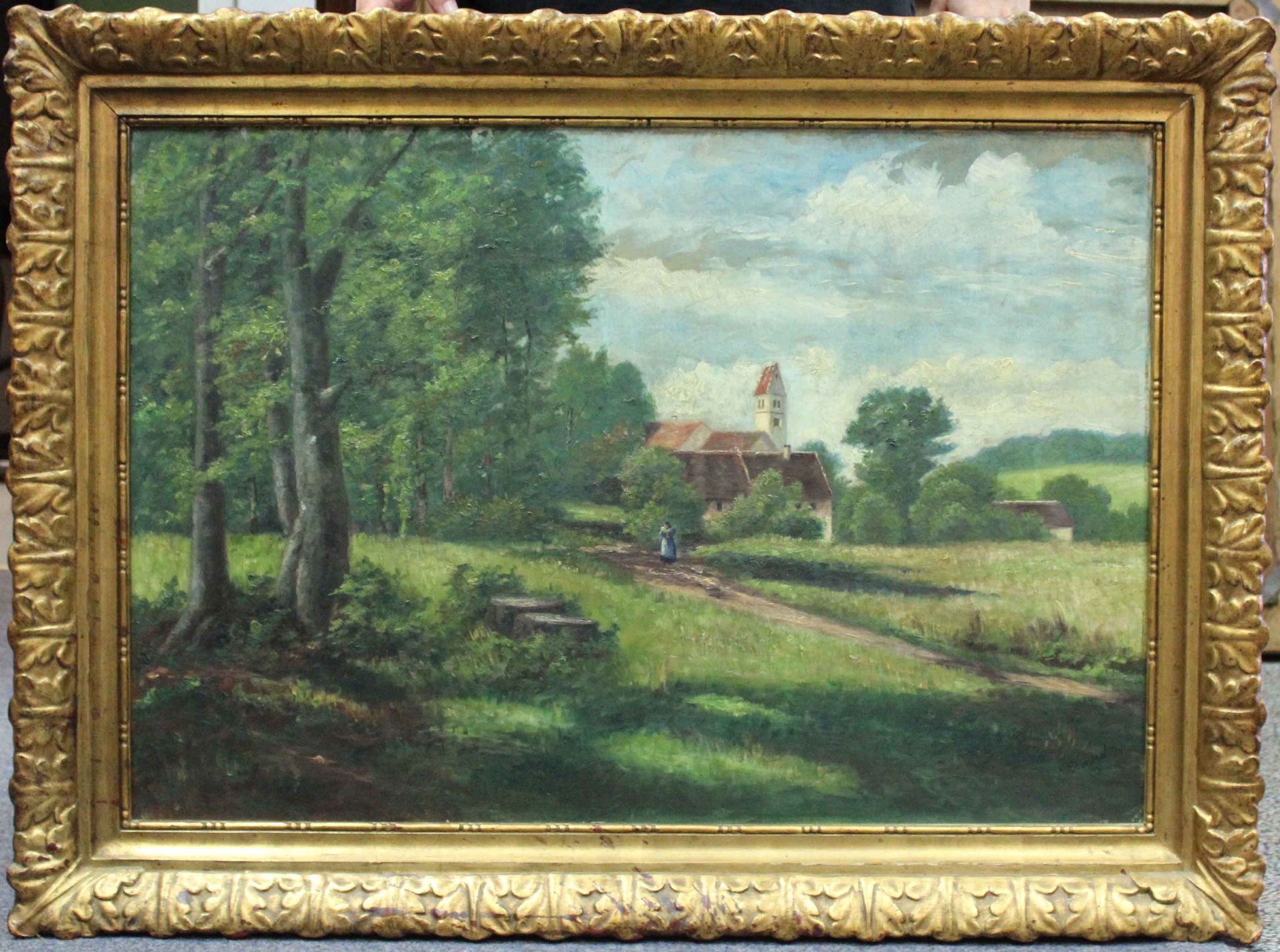 Alex STENZEL (XX). ''Obermenzing um 1876''.65 cm x 92,5 cm. Gemälde, Öl auf Holz. Rechts unten - Bild 7 aus 7